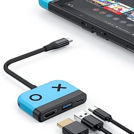 Switch Dock für Nintendo Switch/OLED Switch, tragbares TV-Dock mit HDMI-USB-3.0-Anschluss und USB-C-Aufladung, Reise-Dock für Nintendo Switch Steam Deck Samsung MacBook Pro/Air und mehr