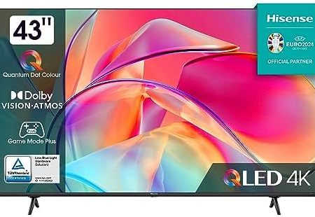 Hisense 43E7KQ QLED Smart TV 108 cm (43 Zoll), 4K, HDR10, HDR10+ decoding, HLG, Dolby Vision, DTS Virtual, 60Hz Panel, Bluetooth, Alexa Built-in, VIDAA Voice, schwarz