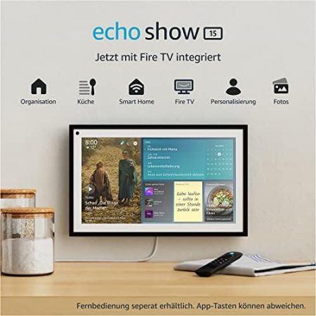 Zertifiziert und generalüberholt Echo Show 15 | 15,6-Zoll-Smart-Display in Full HD, Alexa und Fire TV integriert | Fernbedienung nicht inbegriffen