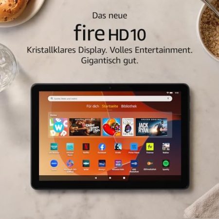 Das neue Fire HD 10-Tablet 2023, für Entspannung optimiert, brillantes 10,1-Zoll-Full-HD-Display, Octa-Core-Prozessor, 3 GB RAM, bis zu 13 Stunden Akkulaufzeit, 64 GB, schwarz, mit Werbung