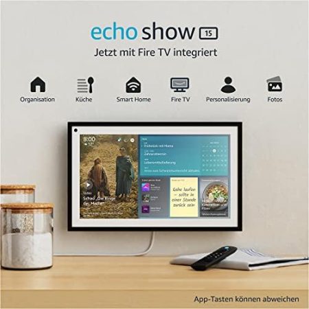 Echo Show 15 + Fernbedienung | 15,6-Zoll-Smart-Display in Full HD, Alexa und Fire TV integriert