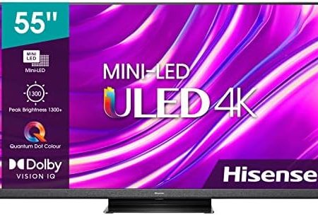 Hisense 55U81HQ Mini LED 4K ULED Smart TV - 139 cm (55 Zoll)Dolby Vision IQ & Atmos/ 120Hz Panel/ Game Mode Pro/ UHD AI Upscaler/HDR10+/Bluetooth/Alexa Built-In/Google Assistant/anthrazit[2022]