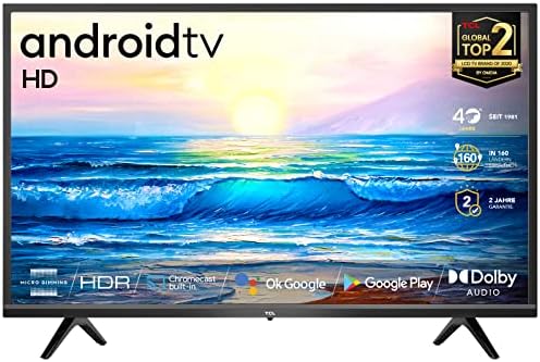 TCL 32S5209 LED Fernseher 80 cm (32 Zoll) Smart TV (HD, Android TV, HDR, Micro Dimming, Dolby Audio, Google Assistant, Chromecast & Google Home), Schwarz