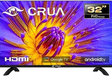 CRUA Smart Fernsehen 32 Zoll(80cm) Fernseher Android TV HD Ready Triple Tuner Dolby Audio Google Play Store YouTube Netflix DAZN Disney+ Google Assistant (2023)