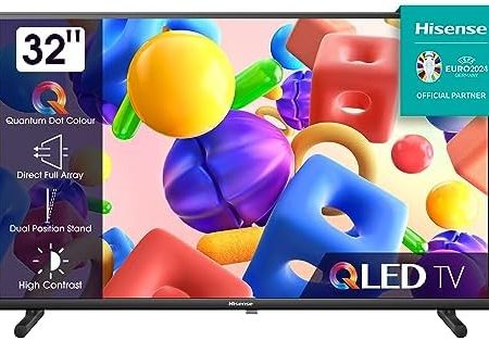 Hisense 32A5KQ 80cm (32 Zoll) QLED Fernseher Full HD, Smart TV, Triple Tuner DVB-T2 / T/C / S2 / S, USB-C, Duale Positionierung, Works with Alexa, WiFi, Game und Hotel Mode, Schwarz [2023]