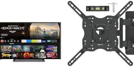 Toshiba 43UF3D63DA 43 Zoll Fernseher/Fire TV & Amazon Basics - Bewegliche TV-Wandhalterung, für Fernseher mit Einer Bildschirmdiagonale von 26-55 Zoll/66-140 cm, Schwarz