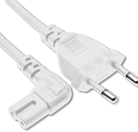 SHAFI® TV Kabel 3M Eurostecker – Zertifiziertes Netzkabel 2 Polig 90Grad Rechtwinkliges IEC C7 Kabel – Kompatibles PS5 PS4 Slim Euro Netzkabel Xbox Series X LG Samsung TV Stromkabel 3M-Weiss