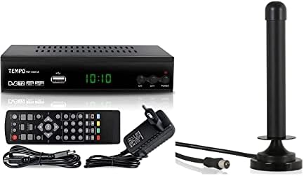 hd-line Tempo 4000 A DVBT2 Receiver Full HD 1080P 4K & Wicked Chili DVBT2 Antenne kompatibel mit HD TV Receiver Samsung, Xoro, Dyon, TechniSat, Digitalbox, Freenet, Magnetfuß für innen und außen