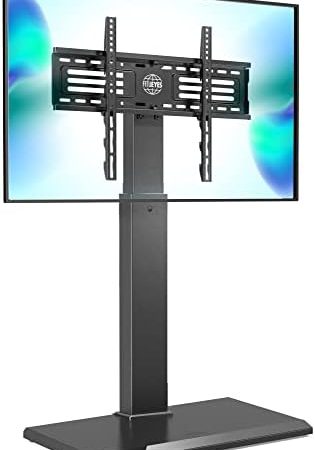 FITUEYES TV Bodenständer Serie-S mit Eisenbasis TV Standfuss Höhenverstellbar Schwenkbar für 32-75 Zoll Fernseher bis zu 40kg Max.VESA 400 * 600