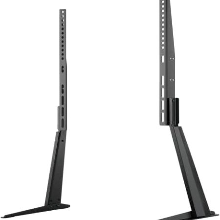 goobay 58525 TV Standfuss für Fernseher und Monitore zwischen 32“ 70 Zoll (81-180cm) / Neigbar Höhenverstellbar/Fernsehständer Flat & Curved bis 50 kg, Schwarz, 32"-70"