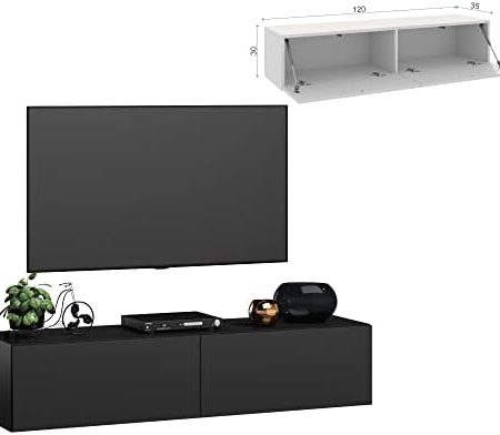 Fernsehschrank fernsehregal tv Board hängend tv Shrank tv 55 Zoll lowboard tv Tisch 2 Farben schwarz mat hängend/stehend wandschrank 120cm 4housedesign®