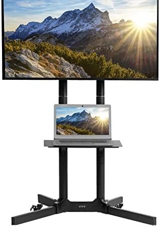 VIVO Mobiler TV-Wagen für 81,3–165,1 cm (32–65 Zoll) LCD-/LED-Plasma-Flachbildschirme bis zu 50 kg, höhenverstellbarer Ständer mit Laptopablage und Feststellrädern, max. VESA 600 x 400, STAND-TV03E