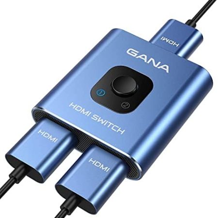 HDMI Splitter HDMI Switch, GANA 4K HDMI Splitter Bidirektionaler 2 In 1 Out oder 1 In 2 Out HDMI Verteiler Manueller HDMI Umschalter unterstützt HD 4K 3D für HD TV/Fire Stick/Xbox/PS3/PS4(Blau)