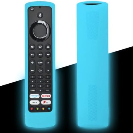 NAWVNMI Glowing Covers Hülle, Stoßfeste Silikonhülle, Passend Für Amazon Fire Tv Stick Fernbedienung 4K Alexa Voice Controller Schutzhülle, Stoßfeste Fernbedienung Ersatzhülle, Blau