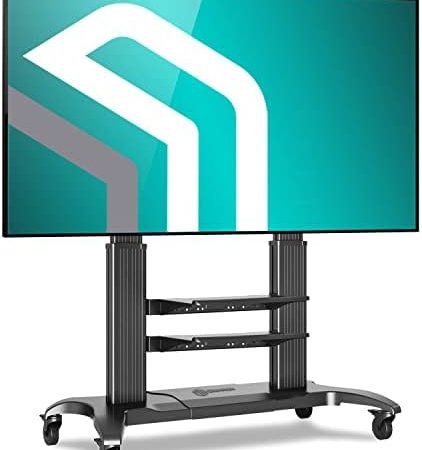 ONKRON Mobiler TV Ständer rollbar 60 Zoll - 100 Zoll Schwarz LCD-LED-OLED Bildschirme VESA bis 1000x600 bis zu 136,9 kg/Standfuss TV Ständer höhenverstellbar - Fernseher Ständer Schwarz TS2811