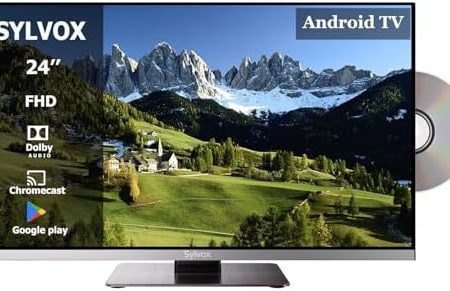 SYLVOX 24 Zoll Smart TV für Wohnmobile|DVD Play Eingebaut|Google Play|Chromecast| DC 12V Android 11 Fernseher | 1080P| ATV DTV| Äußerst schmale Lünette| Ideal für Wohnmobile Wohnzimmer