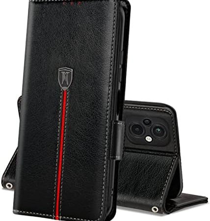 MAMA MOUTH Xiaomi Poco M5 Hülle, Magnet Leder Kartenfach Handyhülle, Klappbar Wallet Tasche Xiaomi Poco M5 Schutzhülle, Flip TPU Bumper Silikon Book Cover, Stoßfeste Case für Xiaomi Poco M5 Schwarz