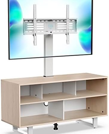 FITUEYES TV Ständer mit Halterung TV Schrank aus Holz TV Standfuß für Fernseher 32–70 Zoll,höhenverstellbar,schwenkbar ±20°,bis zu 50kg,Max.VESA 600 * 400