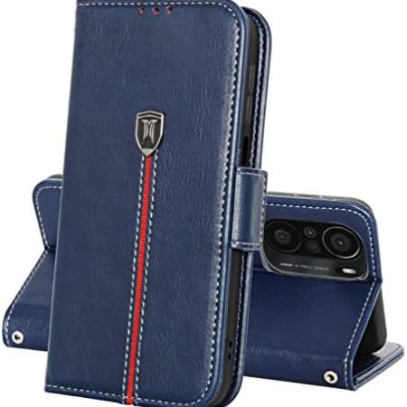 MAMA MOUTH Xiaomi Poco F3 5G/Mi 11i 5G Hülle, PU Leder Etui Klappbar mit Standfunktion, Handyhülle Kartenfach, Magnetverschluss, Brieftasche Case, Flip Wallet Xiaomi Poco F3 5G/Mi 11i 5G Cover, Blau