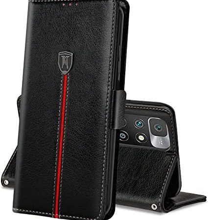 MAMA MOUTH Xiaomi Redmi 10 Hülle, Magnet Ledertasche Handyhülle, Klapp Leder Kartenfächer Redmi 10 Schutzhülle, Flip Slim TPU Bumper Silikon Book Case, Stoßfeste Wallet Cover für Redmi 10 Blu