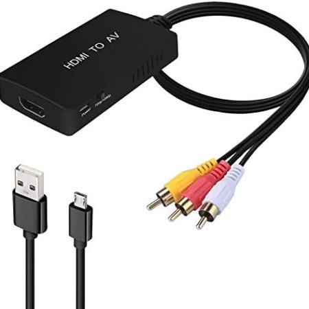 CIKIAER HDMI zu Cinch, HDMI zu AV-Konverter, HDMI zu ältere TV-Video-Audio-Konverter, Adapter für Apple TV, Roku, Fire Stick, Xiaomi Mi Box etc. – Schwarz