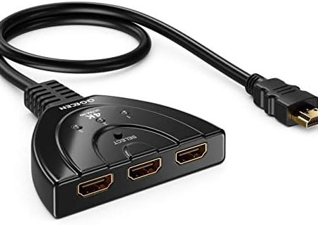 QGECEN HDMI Switch Splitter 3 In 1 Out, HDMI Umschalter, HDMI Verteiler, HDMI Hub für TV DVD Blu-Ray Player Amazon Fire Stick Chromecast Roku Laptop PS4 Xbox