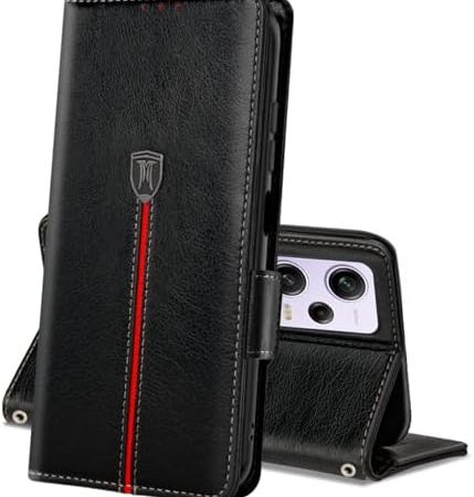 Xiaomi Poco X5 Pro 5G Hülle, Magnet Leder Kartenfach Handyhülle, Klappbar Wallet Tasche Poco X5 Pro Schutzhülle, Flip TPU Bumper Silikon Book Cover, Stoßfeste Case für Xiaomi Poco X5 Pro Schwarz