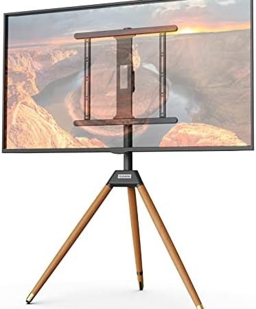 WORLDLIFT Tripod TV Ständer mit Staffelei Design Geeignete Bildschirmgrößen von 32 bis 60 Zoll Gewichtskapazität 35KG Höhenverstellbar Drehbar VESA 400×400 Schwarz