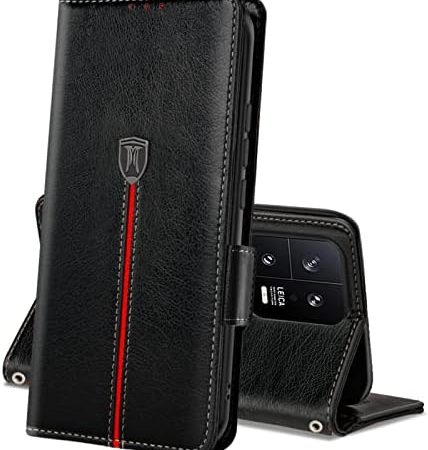 MAMA MOUTH Xiaomi 13 Hülle, Magnet Leder Kartenfach Handyhülle, Klappbar Wallet Tasche Mi 13 Schutzhülle, Flip TPU Bumper Silikon Book Cover, Stoßfeste Case für Xiaomi 13 Schwarz