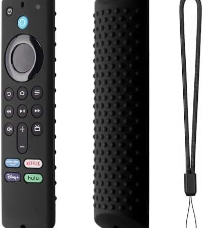 NAWVNMI Weiche Fernbedienungshülle Für Amazon Fire Tv Stick 4K Max Fernbedienung, Silikonhülle Mit Umhängeband, Anti-Drop, Waschbare Haut, Helle Farbe, Schwarz