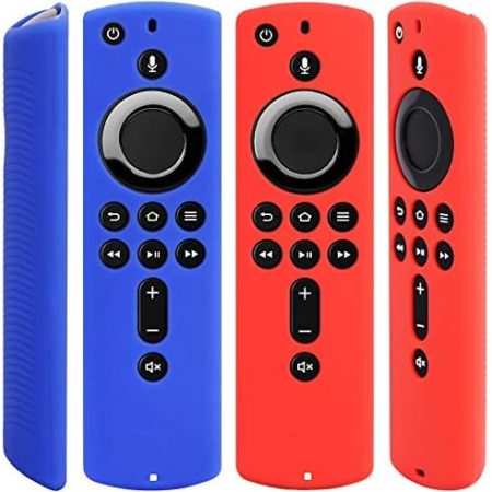 Silikon-Schutzhülle für Fire TV Stick 4K/Fire TV (3. Gen), kompatibel mit Alexa Voice Fernbedienung (Rot und Blau), 2 Stück