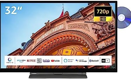 Toshiba 32WD3C63DAW 32 Zoll Fernseher/Smart TV (HD Ready, HDR, Triple-Tuner, DVD-Player, Bluetooth) - Inkl. 6 Monate HD+ [2023]