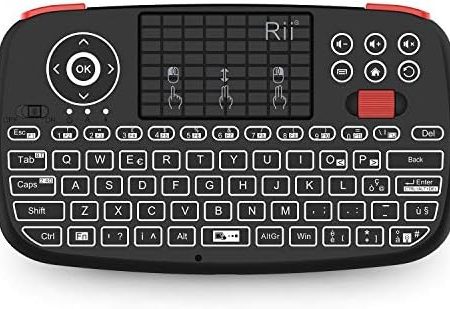 Rii Mini i4 Wireless + Bluetooth (italienisches Layout) – Mini-Tastatur mit Hintergrundbeleuchtung mit Touchpad kompatibel mit Smart TV, TV Box, Tablet, Smartphone, Konsole, PC, Fire TV, Raspberry