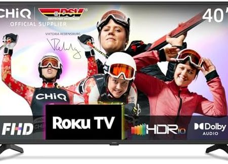 CHIQ L40G5N 40 Zoll Roku TV, FHD Smart TV, HDR10, Works with Alexa, DVB-T2/T/C/S/S2, Unterstützt Apple Air-Play, Google Assistant, Apple TV+, Prime Video, HDMI/USB, Neu 2023