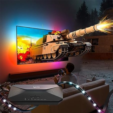 Lytmi Fantasy 3 TV LED Hintergrundbeleuchtung HDMI 2.1 mit Sync Box & Lichtstreifen, Fancy Beleuchtung Strip für 75~80 Zoll 8K 60Hz Fernseher,4 Eingänge 1 Ausgang, Arbeiten mit Alexa