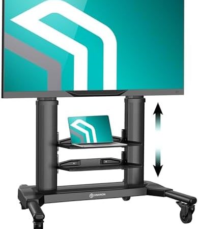 ONKRON Mobiler TV Ständer mit Rollen für 40-80 Zoll Fernseher bis 55 kg, Fernsehständer höhenverstellbar max VESA 700x400 - TV Rollwagen Fernseher Standfuss TV Ständer rollbar Schwarz TS2771-B