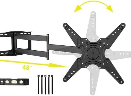 WHYFONE TV Wandhalterung mit 1219mm Langer Reichweite, 90° Drehbare Wandhalterung Fernseher Schwenkbar Neigbar Voll Beweglich TV Halterung für 26-60 Zoll Fernseher & Monitor bis zu 50kg VESA 400x400mm