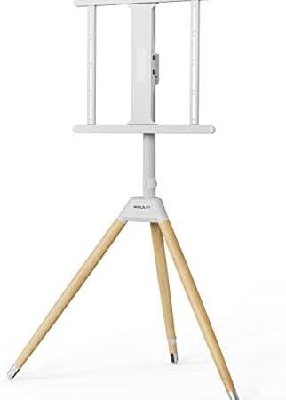 WORLDLIFT Tripod TV Ständer mit Staffelei Design Geeignete Bildschirmgrößen von 32 bis 60 Zoll Gewichtskapazität 35KG VESA 400×400 Höhenverstellbar Drehbar Weiß