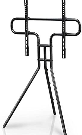 Hama TV Ständer im Staffelei Design (stabiler Fernsehständer für 37-75 Zoll, höhenverstellbarer TV Stand als Tripod, kompaktes TV Stativ, VESA kompatibler Bodenständer) schwarz