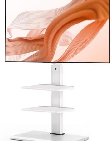 FITUEYES TV Ständer mit Eisenbasis TV Bodenständer TV Standfuss Höhenverstellbar Schwenkbar für 32-75 Zoll Fernseher bis zu 40kg Max.VESA 600 * 400