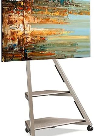 FITUEYES Design TV Ständer Rollbar, Mobiler TV Stand mit Rollen für 32 40 43 55 65 Zoll Flach & Curved Fernseher bis zu 40kg, TV Standfuss höhenverstellbar schwenkbar neigbar, Serie Eiffel