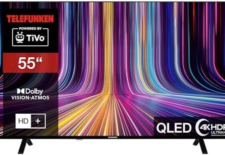 Telefunken 55 Zoll QLED Fernseher/TiVo Smart TV (4K UHD, HDR Dolby Vision, Dolby Atmos, HD+ 6 Monate inkl., Triple-Tuner) QU55TO750S