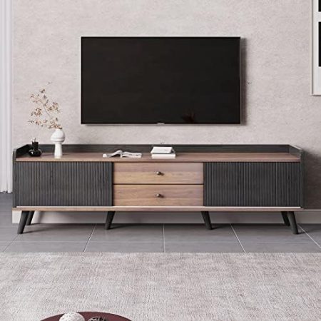 KecDuey Sideboard 160 x 40 x 58cm mit Zwei Schubladen, TV-Schrank,Fernsehtisch TV Board, TV- Lowboard niedrige Platte mit Zwei Schiebetüren. Exquisite Textur