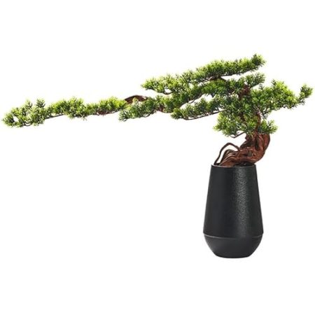 Künstlicher Bonsai-Baum Simulation von einladenden Kiefern-Bonsai-Topf-Ornamenten im chinesischen Stil for Wohnzimmer, Desktop-TV-Schrank-Zubehör Künstliches Pflanzengrün-Dekor für den Schreibtisc