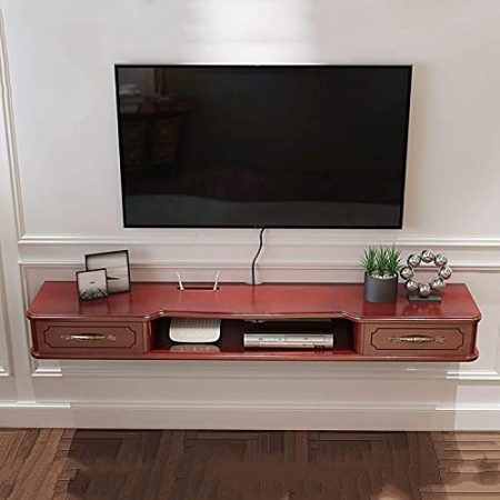 KAYEF TV-Schrank, TV-Lowboard, schwebende Regale, schwebende TV-Konsole, TV-Schrank/TV-Zubehör/an der Wand montierte Medienkonsole, stabile Struktur, Bogendesign, schützt Kinder./150 cm/150 cm