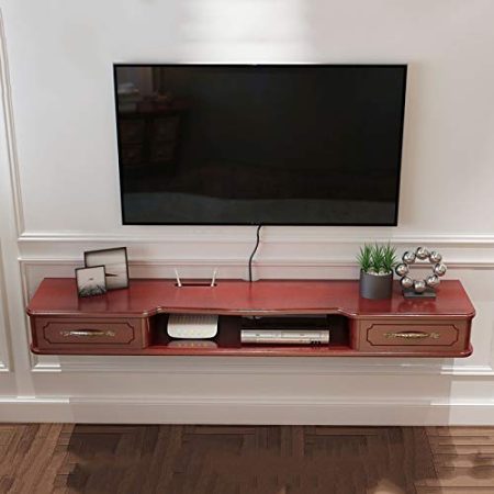 JUNNIU TV-Schrank, TV-Lowboard, schwebende Regale, schwebende TV-Konsole, TV-Schrank/TV-Zubehör/an der Wand montierte Medienkonsole, stabile Struktur, Bogendesign, schützt Kinder./150 cm Decoration