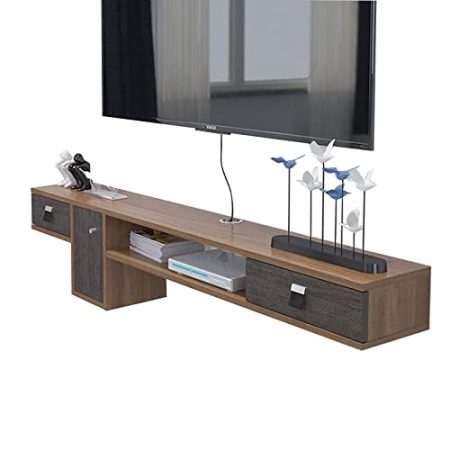 JUNNIU Schwimmender TV-Ständer, wandmontiertes Entertainment-Center, schwebende Lagerregale, TV-Wandregal, 150 cm, Wohnzimmer, Schlafzimmer, TV-Zubehör für die Verwaltung von Kabeln/B Decoration