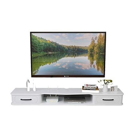 JUNNIU TV-Schrank, TV-Lowboard, schwebende Regale, 43,3/51,1/59 Zoll TV-Schrank, TV-Zubehör, weiße wandmontierte Medienkonsole./110C Decoration