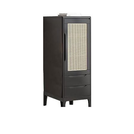 KIRANDY Massivholz-Rattan-TV-Ständer, Vintage-TV-Schrank im japanischen Stil for kleine Wohn- und Schlafzimmer (Farbe : O 50x40x131cm Black high Cabinet)