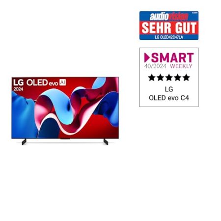 LG OLED42C47LA TV 42" (106 cm) OLED evo Fernseher (α9 Gen7 4K AI-Prozessor, webOS 24, Dolby Vision, bis zu 120Hz) [Modelljahr 2024]